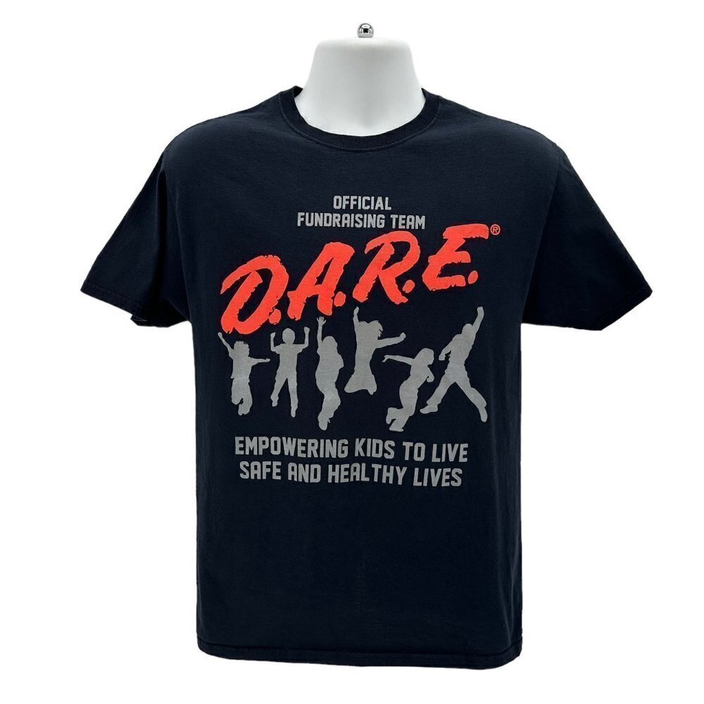 D.A.R.E. Official Fundraising Team Black Graphic T-Shirt Mens Medium